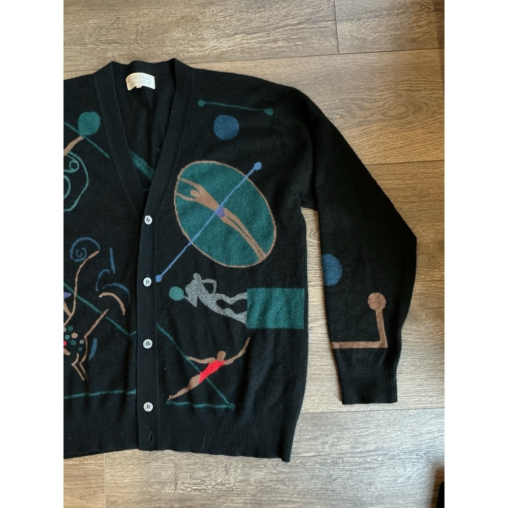Unique MCM VTG 100% Cashmere Sweater Cardigan Olympic Abstract Design Size XL - Picture 3 of 12
